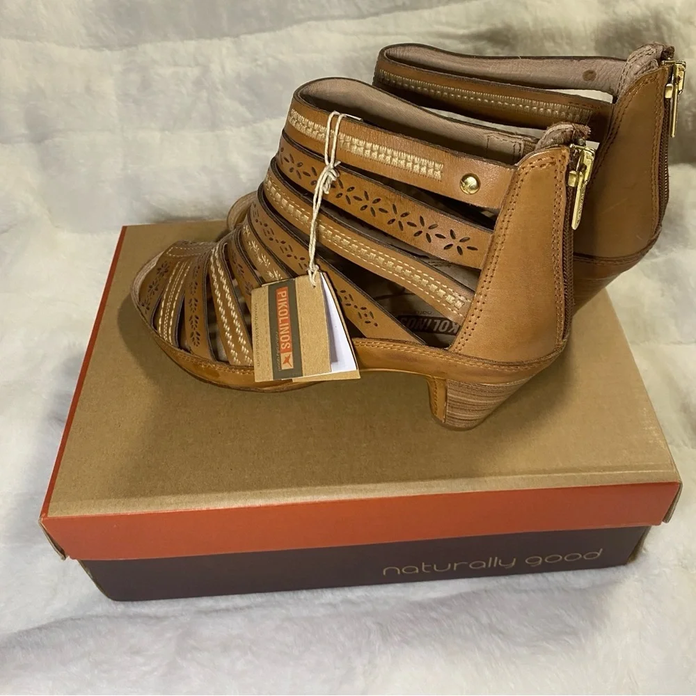 NIB Pikolinos Brandy Java Leather Heels Sandals in Color Farbe -Size 38